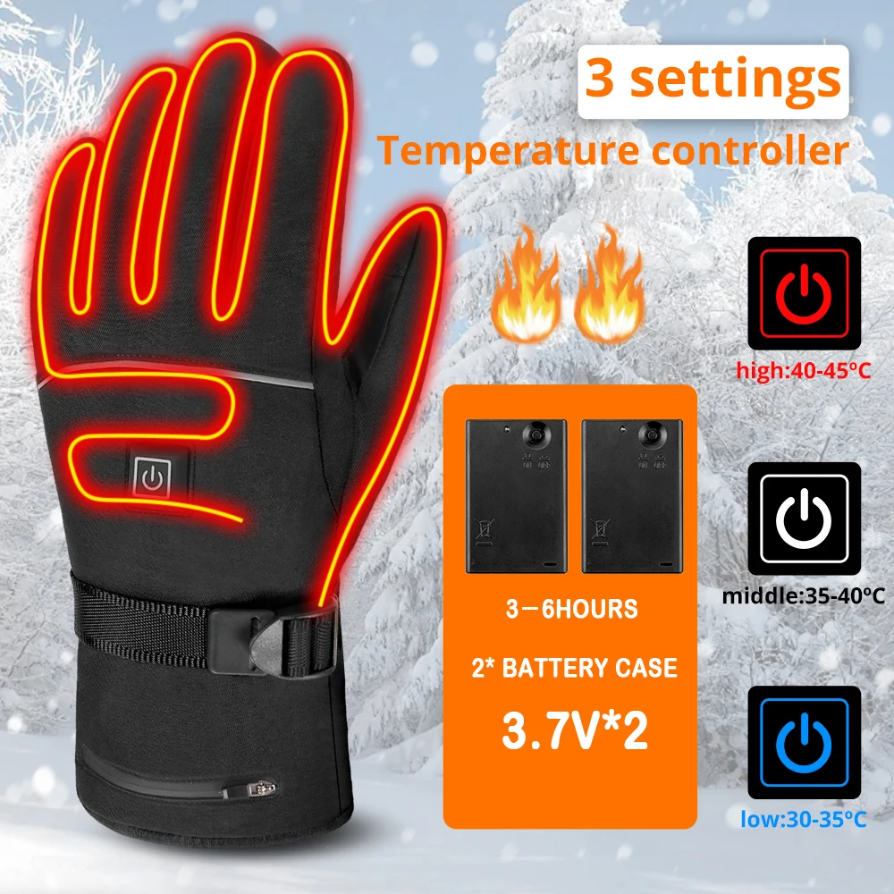 Winter Motorcycle Heated Gloves Heated Gloves Thermal for Snowmobile Windbreak Riding Warm Hand Gloves Men Women Warm Waterproof