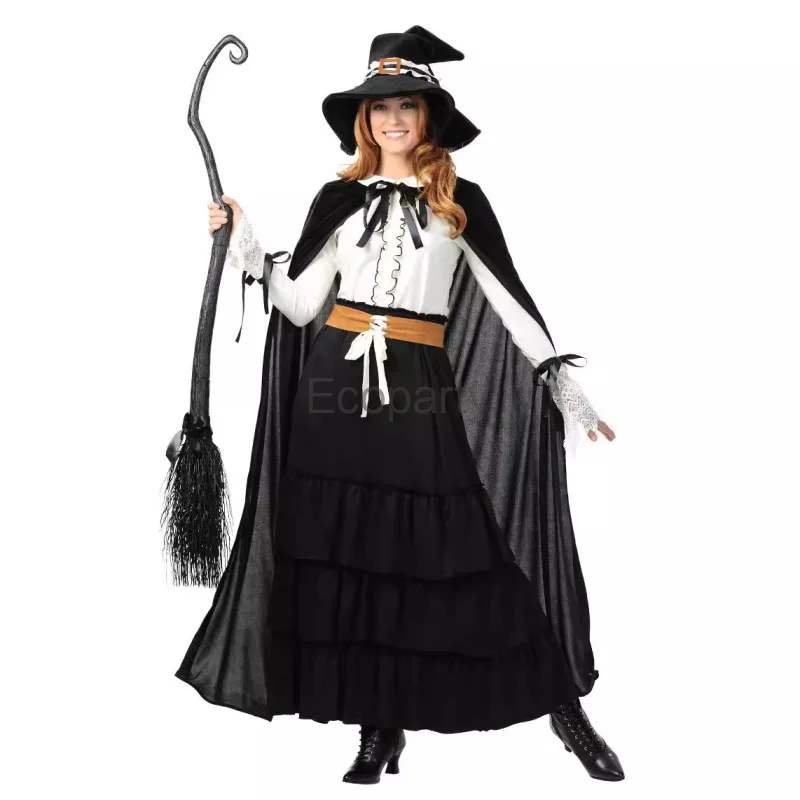 Halloween Circus Clown Witch Costume For Women 2024 Sexy Nun Wizard Cosplay Dress Up Female Masquerade Party Performance Outfits