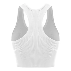 Racerback Yoga Vest cho phụ nữ, hàng đầu của việc thu hoạch cơ bản, áo tank không có phòng tập thể dục được may, áo ngực nữ không có áo ngực 12 Bán hàng chính Blouse Canelado - №9