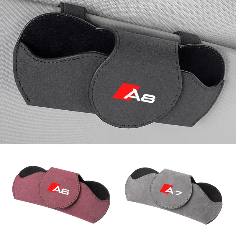 

Suede Leather Car Styling Glasses Case Sun Visor Clip Sunglasses Holder For Audi Q2 Q3 Q5 Q6 Q7 Q8 A4 A1 RS Sline A2 A5 A6 A7 A8