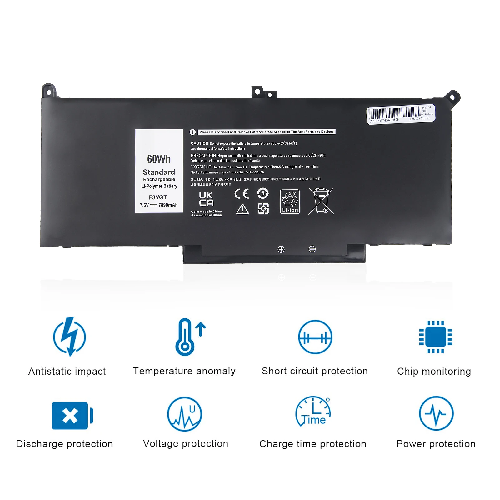 Neue F3YGT für Dell Batterie Latitude 7480 12 13 7000 7280 7290 E7280E7290 E7380 E7390 7000 7380 7390 7480 7490 2X39G 7,6 v/7890 mAh – Detail 4