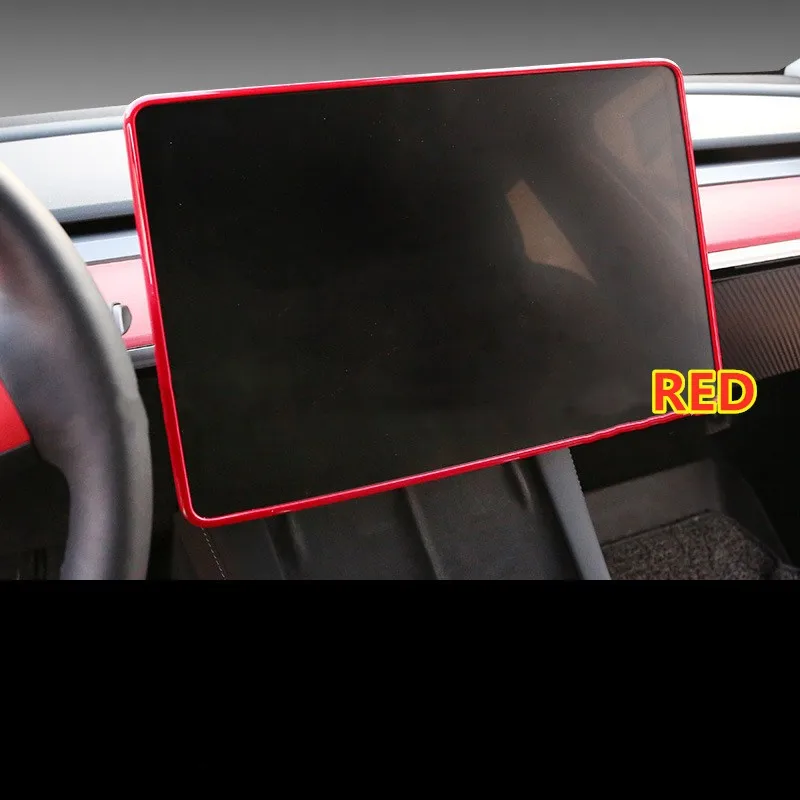 

Red Navigation Screen Display Protector Frame Cover For Tesla Model Y 3