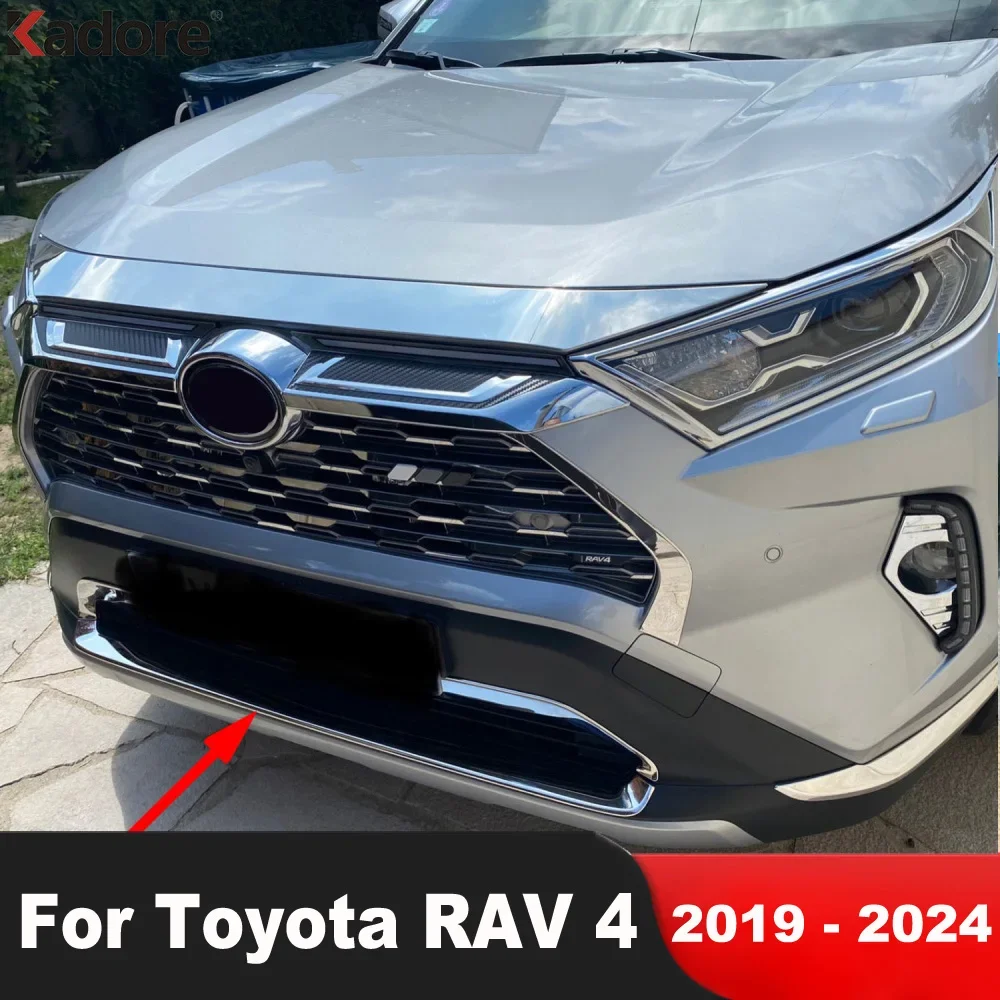 Front Bottom Bumper Grille Cover Trim For Toyota RAV4 RAV 4 2019-2021 2022 2023 2024 Car Head Grills Molding Strip Accessories