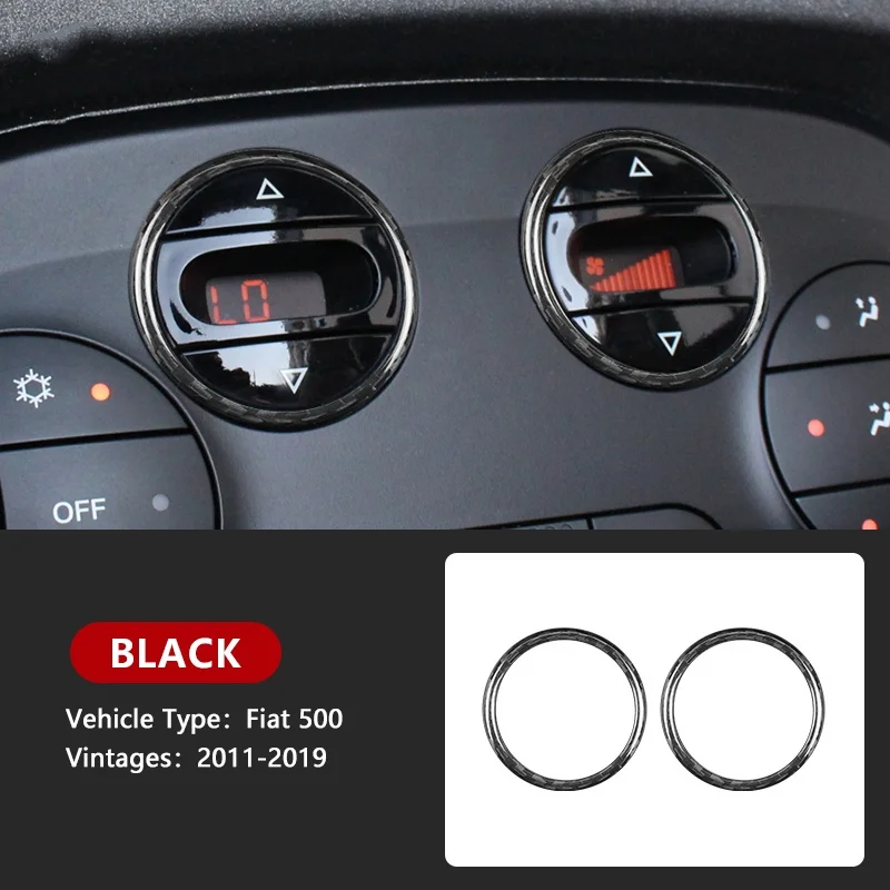 

For Fiat 500 Air Outlet Frame Conditioning Panel Circle Genuine Carbon Fiber 3D Decoration Sticker