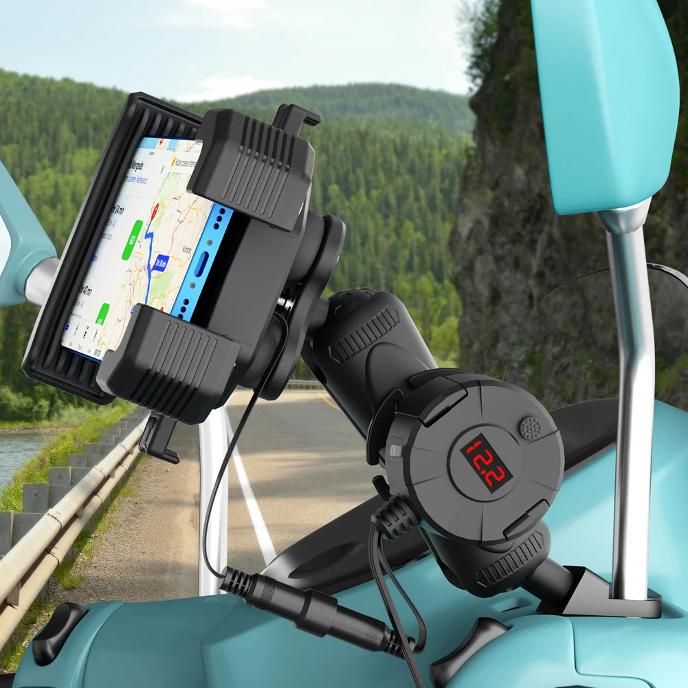 

15W Wireless Charging Electric Vehicle Riding Navigation Holder Aluminum Alloy Bike Anti-Theft Phone Bracket for 4-7inch Phones
