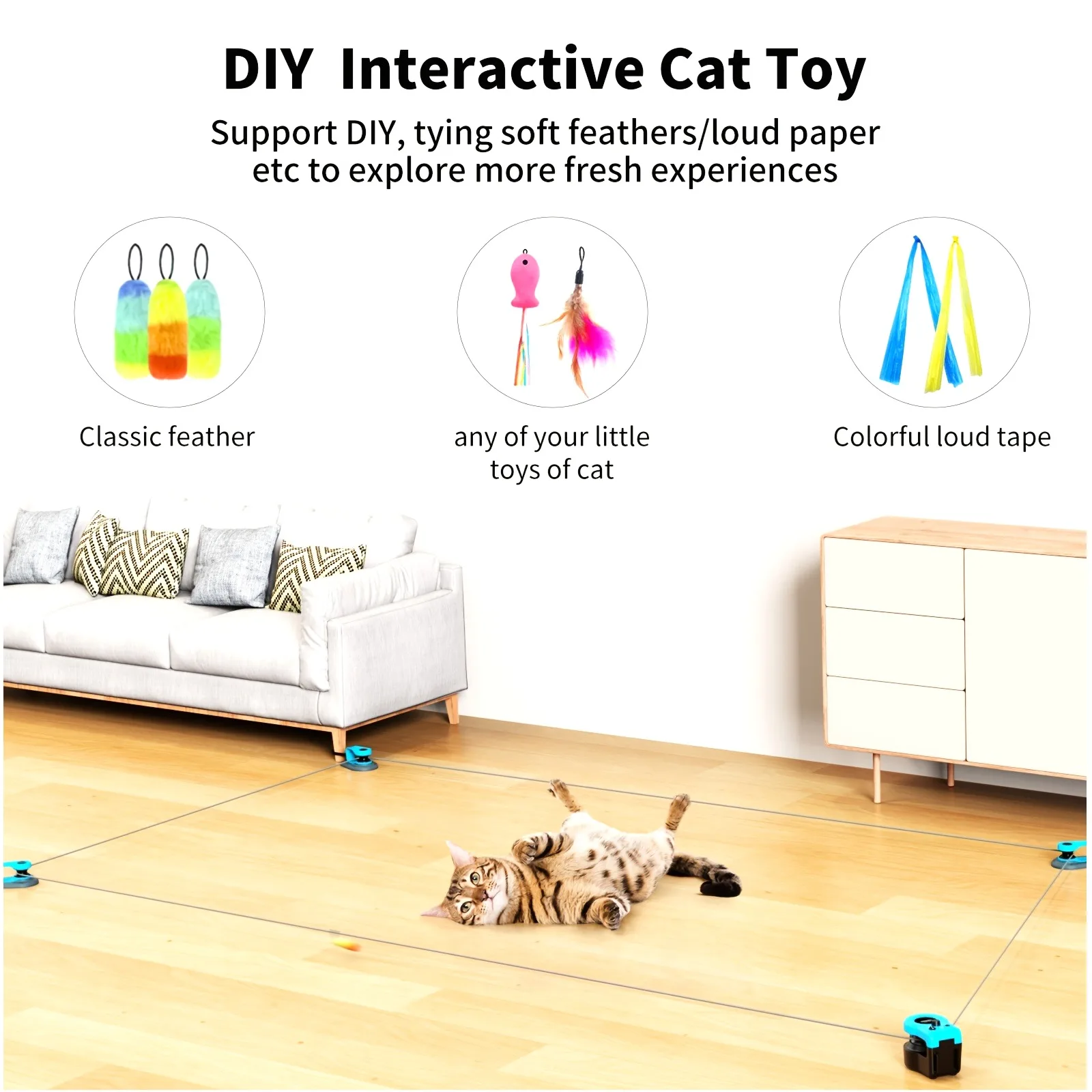 Upgraded Interactive Cat Toy – Feather Mouse Lure with Auto Movement for Indoor Play, Hunting Simulation, Mental Stimulation & G