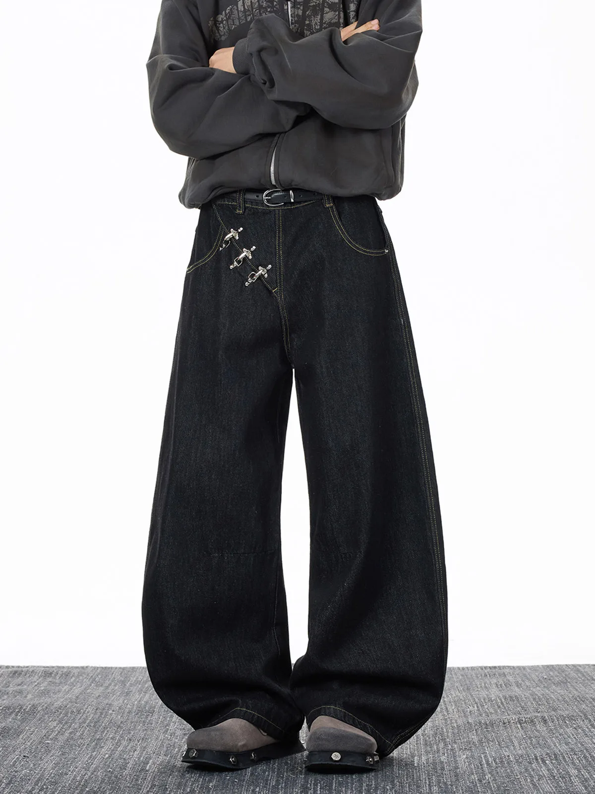 

Cleanfit Wide Leg Jeans Men's Women's Asymmetrical Zipper Loose Straight Tube Pants American High Street Style Youth Fashion