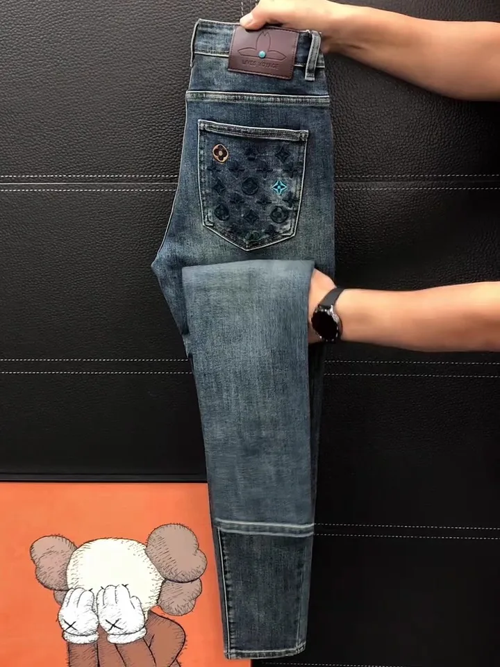 

New Men's Busin Casual Faionable Jeans mid Waist Slim Fit Stand Version Quali Cool Autumn Winter New Arrival