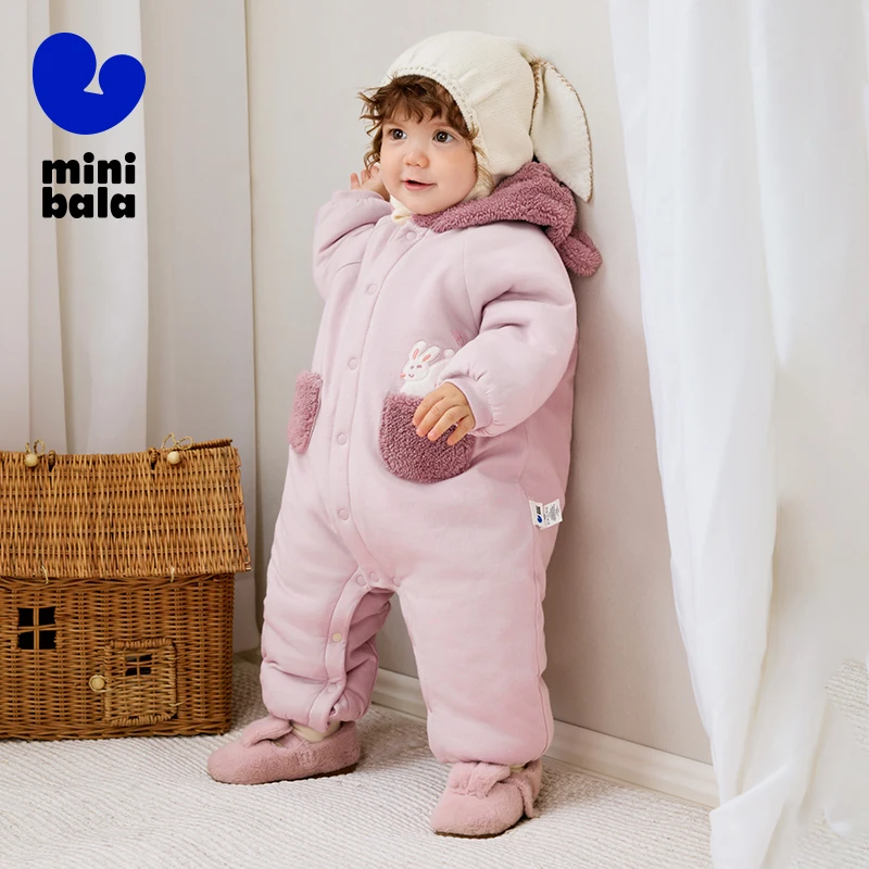 

Мини Bala детский комбинезон осень-зима с хлопковой подкладкой и капюшоном уличный теплый комбинезон