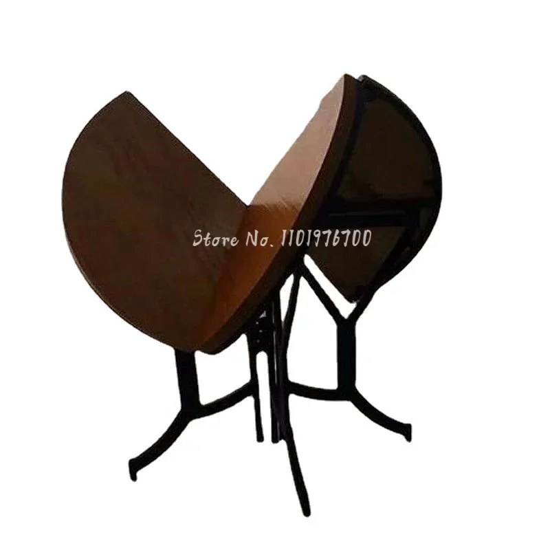 Modern minimalist solid wood round folding multi-functional wrought iron household storage large round dining table  furniture