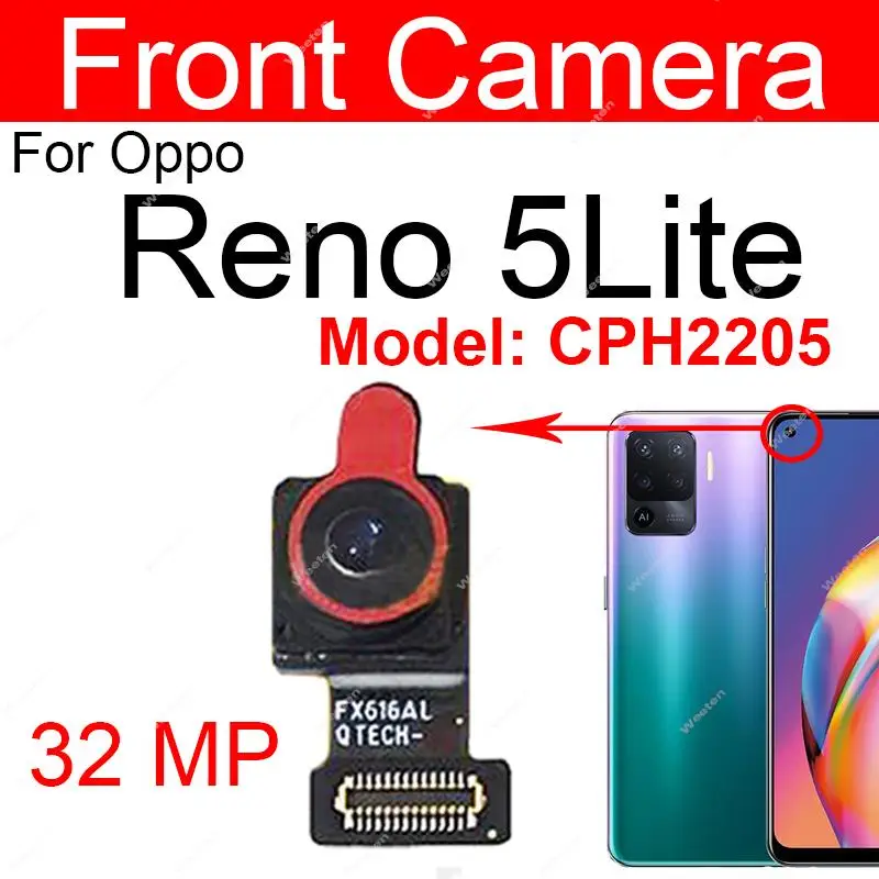 For Oppo Reno 5 Lite Reno 5 F Front Rear Main Camera Flex Cable Primary Back Selfie Front Facing Camera Flex Cable Parts