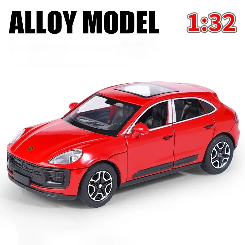 Macan SUV pressofuso in lega di auto giocattolo modello 1:32 suono e luce tirare indietro giocattolo per bambini da collezione regalo di compleanno