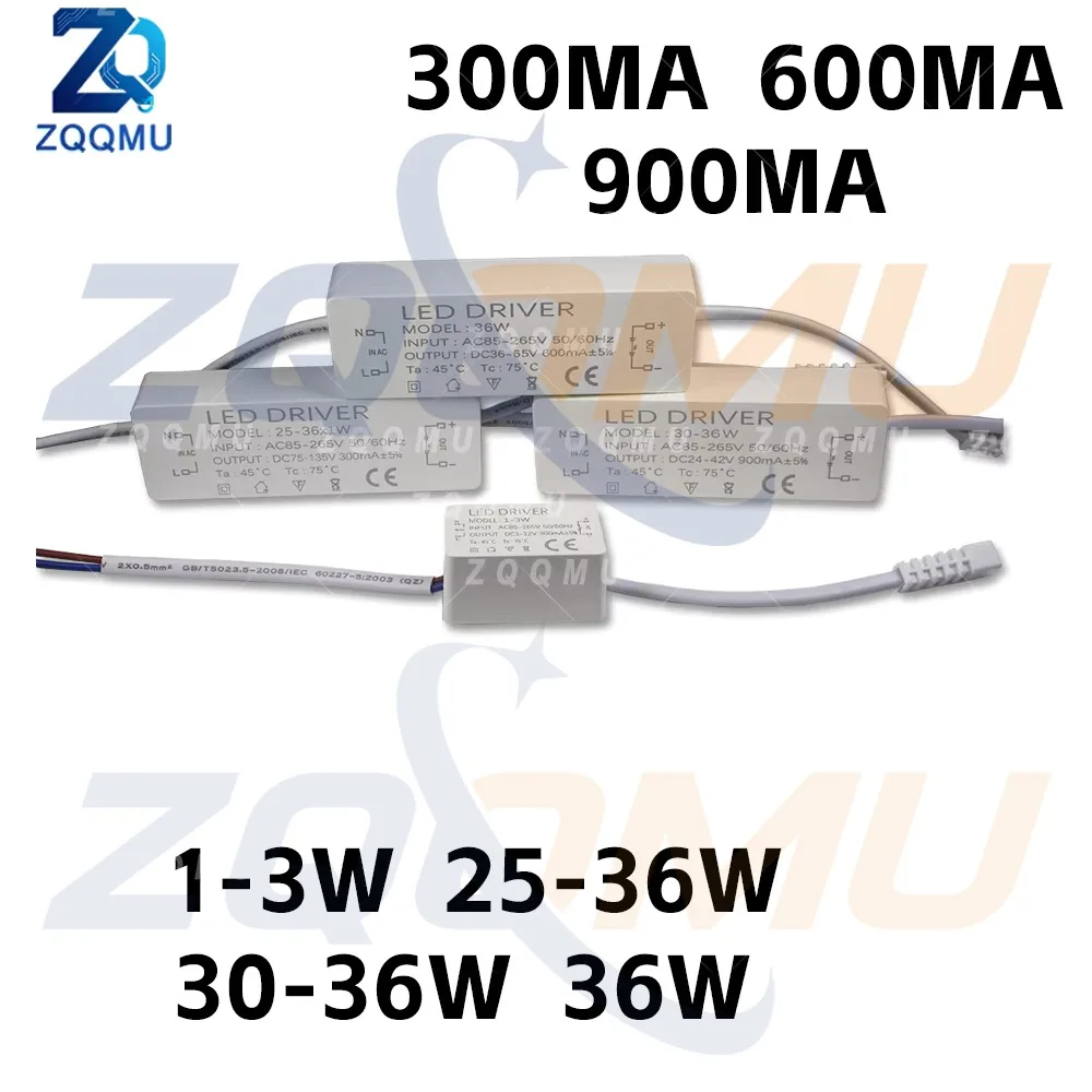 LED Driver AC 85-265V 1-3W 25-36W 30-36W 36W 300mA/600mA/900mA LED Transformer Power Supply Constant Current for Ceiling Light