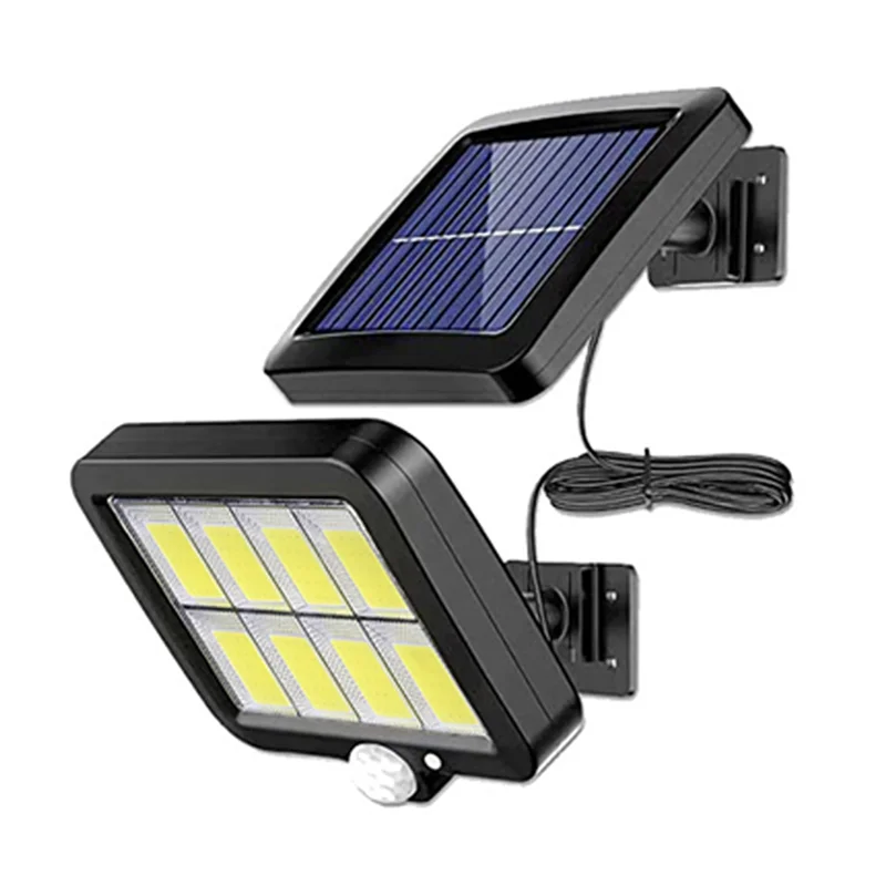AD41-2Pc 2000 lúmenes 160 LED luces de colector Solar IP65 impermeable con cable Sensor de movimiento luz de inundación de seguridad 360 grados