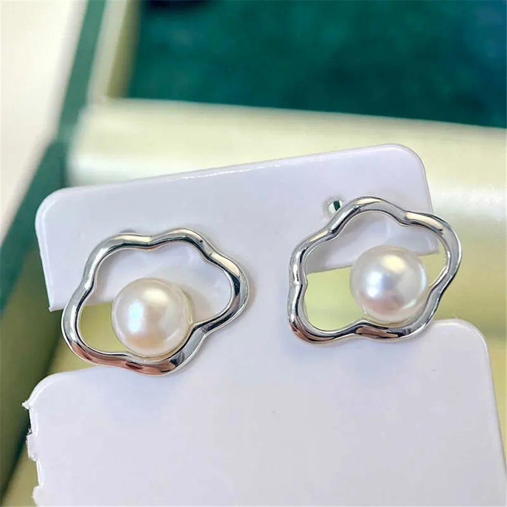 S925 Sterling Silver Pearl Earring Settings DIY Jewelry Making Supplies Blank Earring Posts for Handcrafted Accessories No Pearl