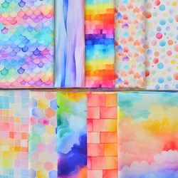 Plain Cotton Fabric Colorful Rainbow Cloud Printed Handmade DIY for Sewing by Half Meter