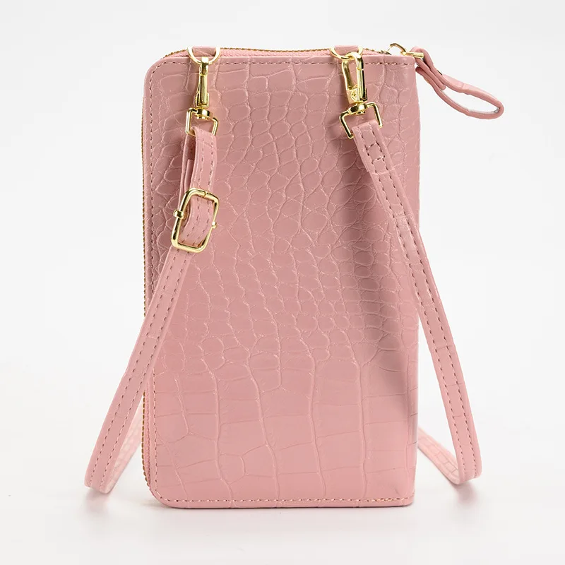 New Phone Bag Korean Version Fashion Crocodile-print High-capacity Double-layer Wallet Multifunctional Women's Cross-body Bag