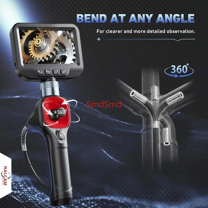 Articulating 720° Endoscope 6.5mm Inspection Camera Cameras with 6 LED, IP67 Waterproof For Automotive inspections