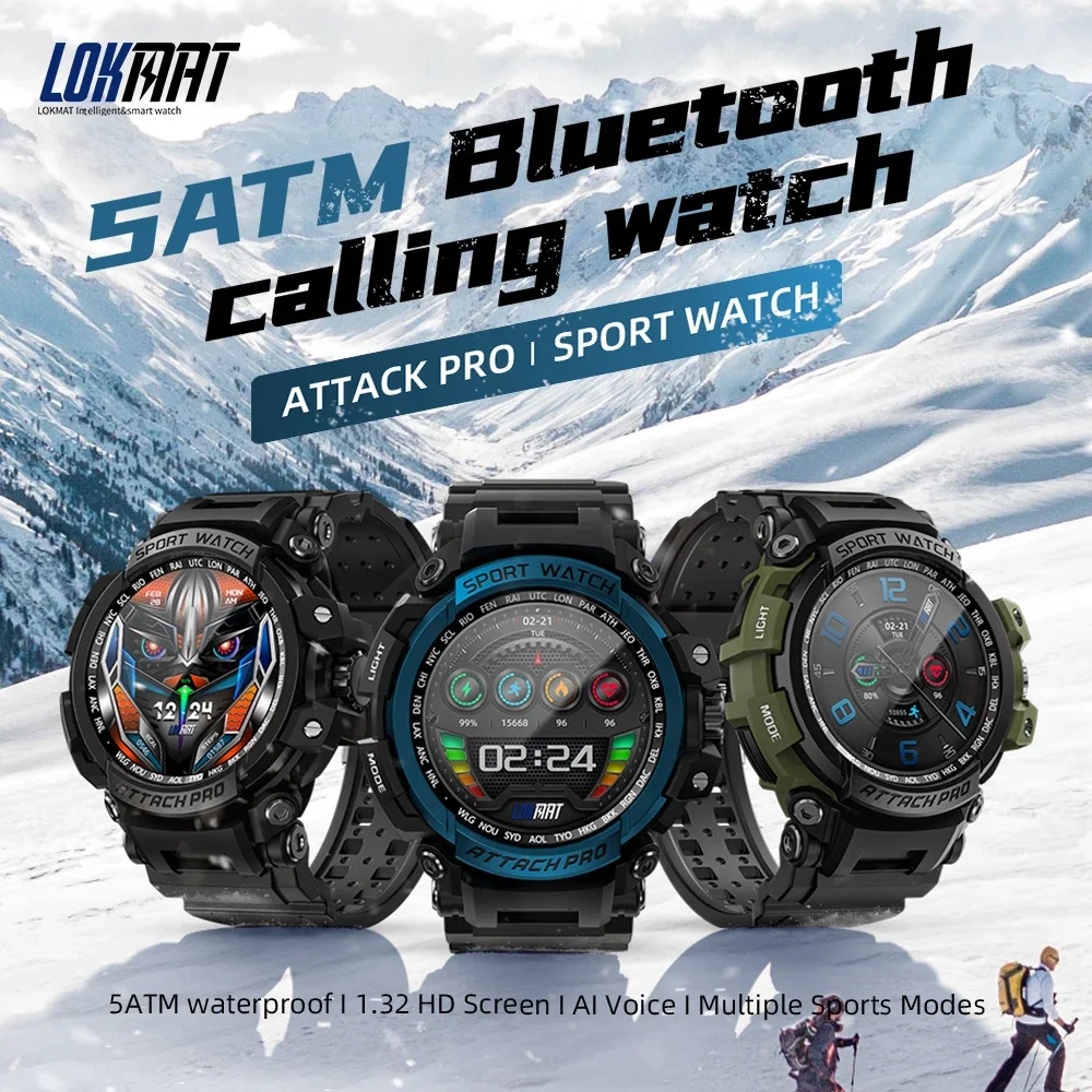 2023 New LOKMAT Sport Smart Watch Men Fitness Tracker 50M Waterproof Smartwatches Touch Screen Heart Rate Monitor For Android