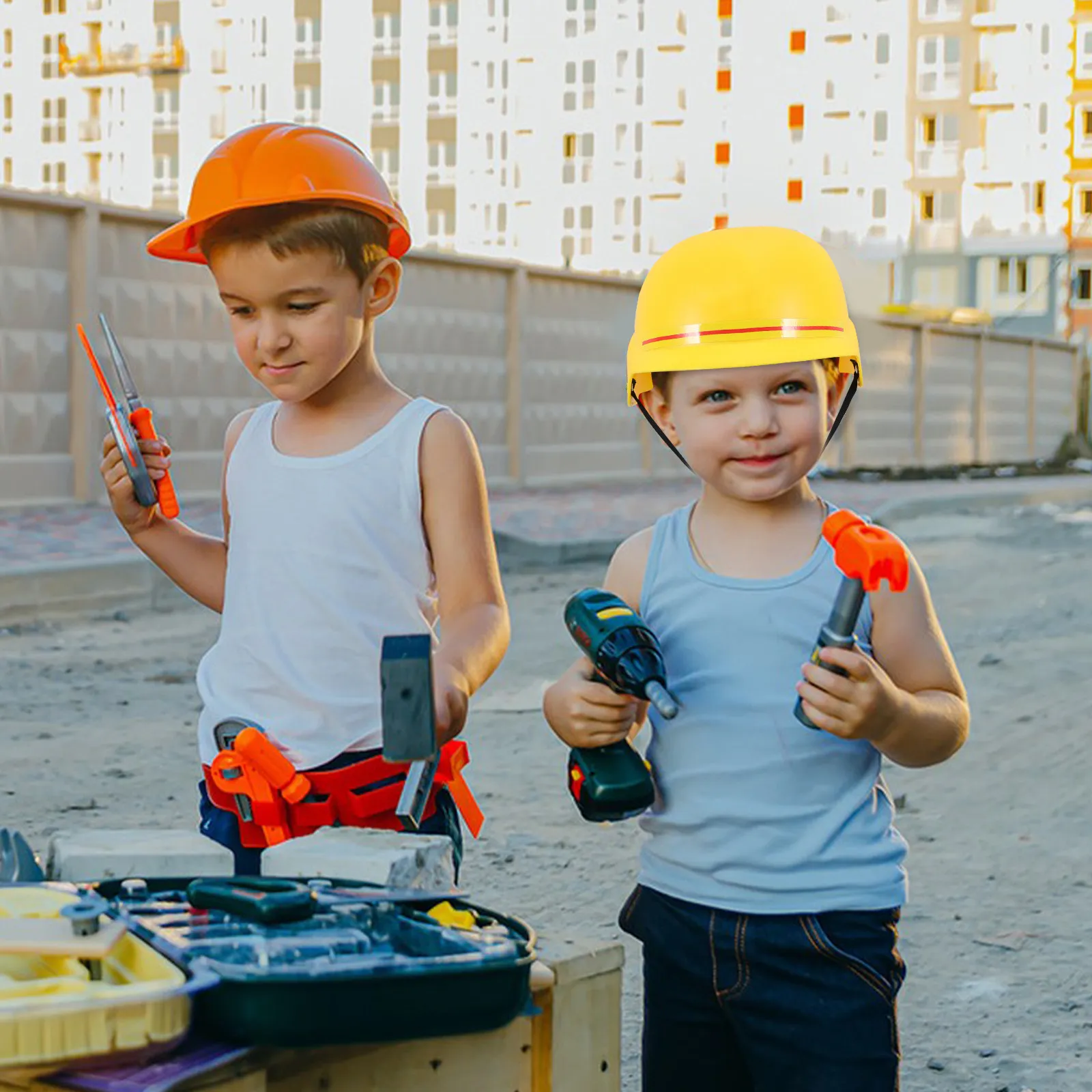 Children Construction Hat ABS Plastic Safe Smooth Edges Pretend Play Role Play Construction Worker Party