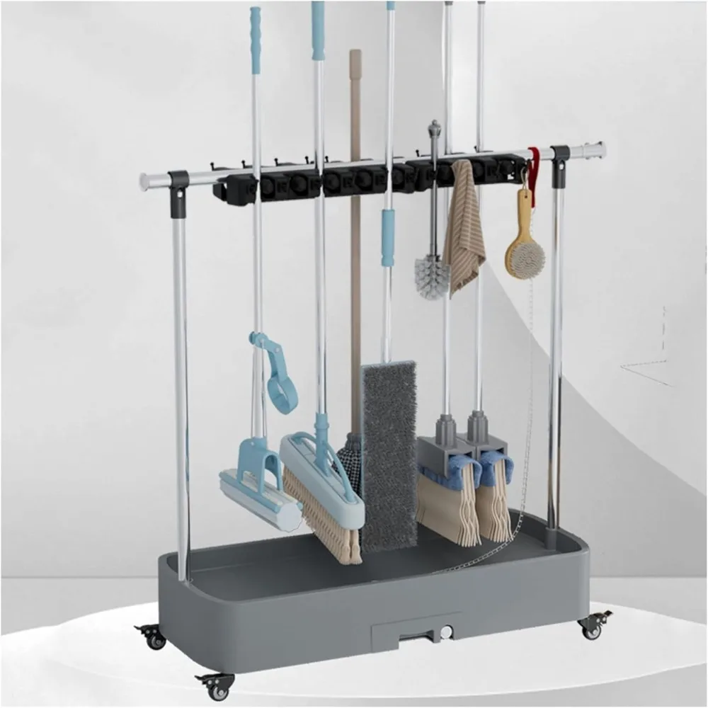 

Portable Mop Holder for Wet Mops and Garden Tools - Commercial Cleaning Cart for Organizing and Storing Supplies