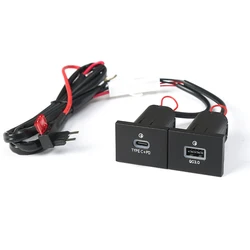1PC Black Car Charger Socket Dual USB PD Type C Charging Outlet Fuse Box Power Adapter For Ford Focus 2 2004-2010 mk2 Transit