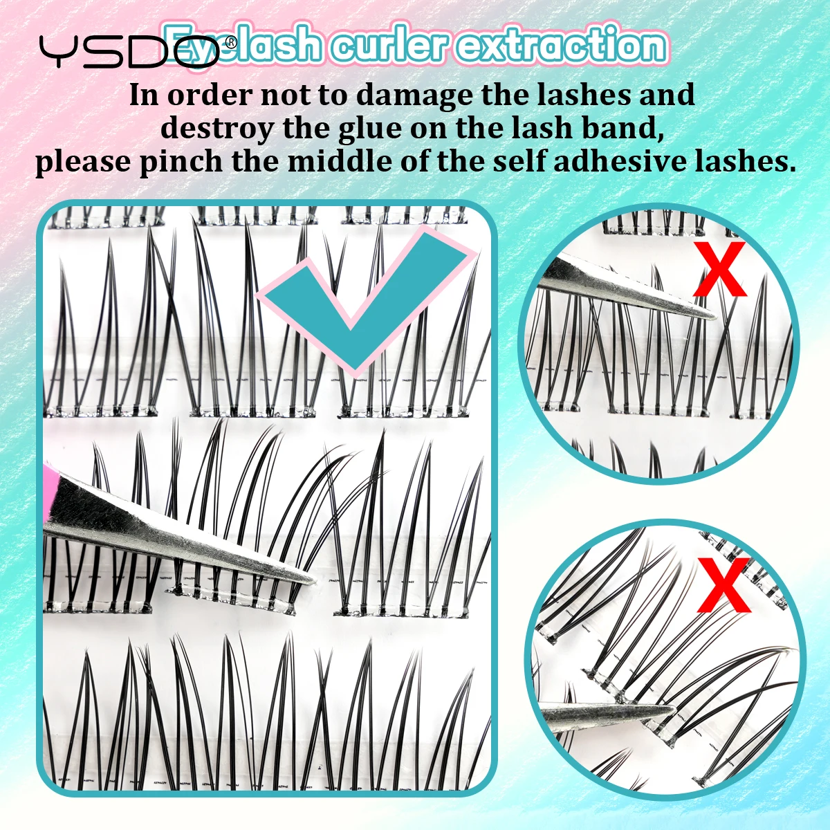 YSDO Selbstklebende Wimpern, 10 Reihen, DIY, natürliche Cluster-Wimpern mit Pinzette, kein Kleber erforderlich, individuelle Wimpernverlängerung, wiederverwendbar – Detail 27