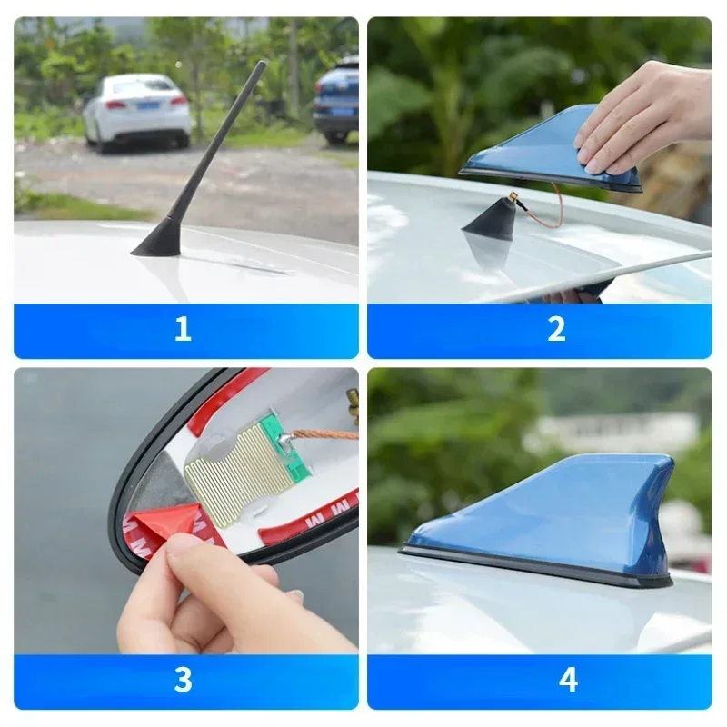 NEW AM FM Antenna Signal Amplifier 16cm Universal  Exterior Car Roof Mounted Shark Fin Antenna Top Automatic Radio