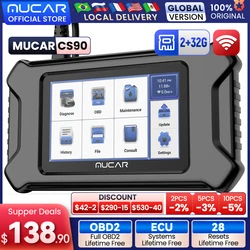 車の診断ツールMUCAR-CS90,OBD2スキャナー,28のメンテナンス,サービス,生涯無料,すべての車用