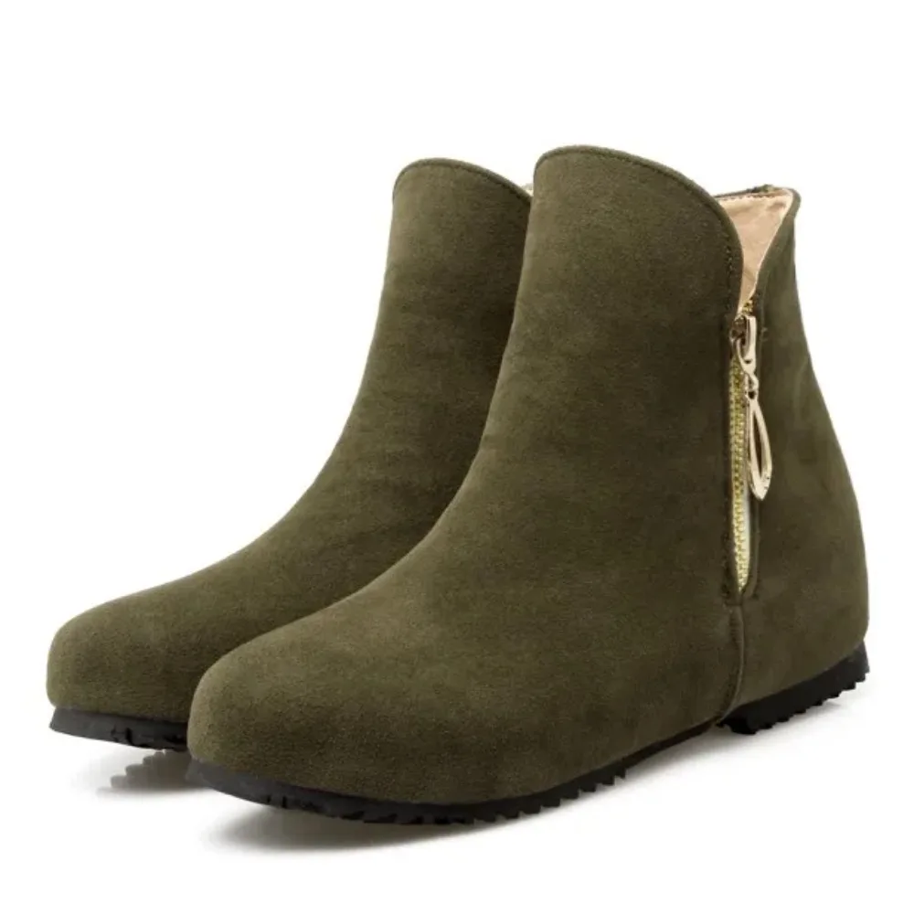 Plus Big size 34-52 New Round Toe Buckle Boots for Women Sexy Ankle Boots Heels Fashion warm Winter  Spring  Autumn Casual 505