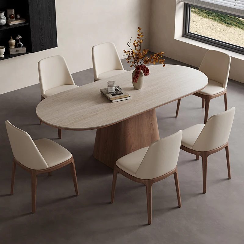 

Coffee Retro Sedentary Dining Table Chairs Kitchen Style Rectangular Rock Solid Wood Combination Living Home Designer Furniture