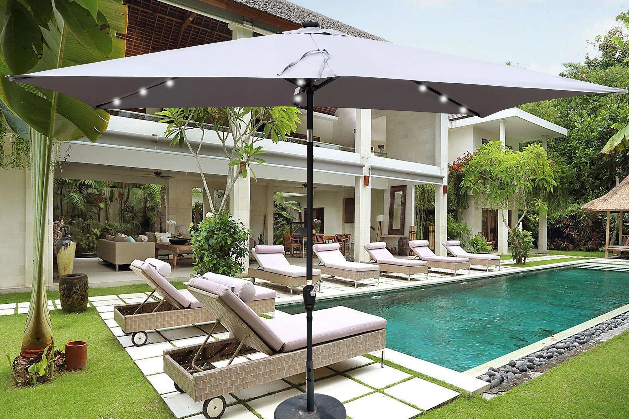 r Umbrellas with Crank and Push Button Tilt for Garden Backyard Pool Swimmin 10 x 6.5t