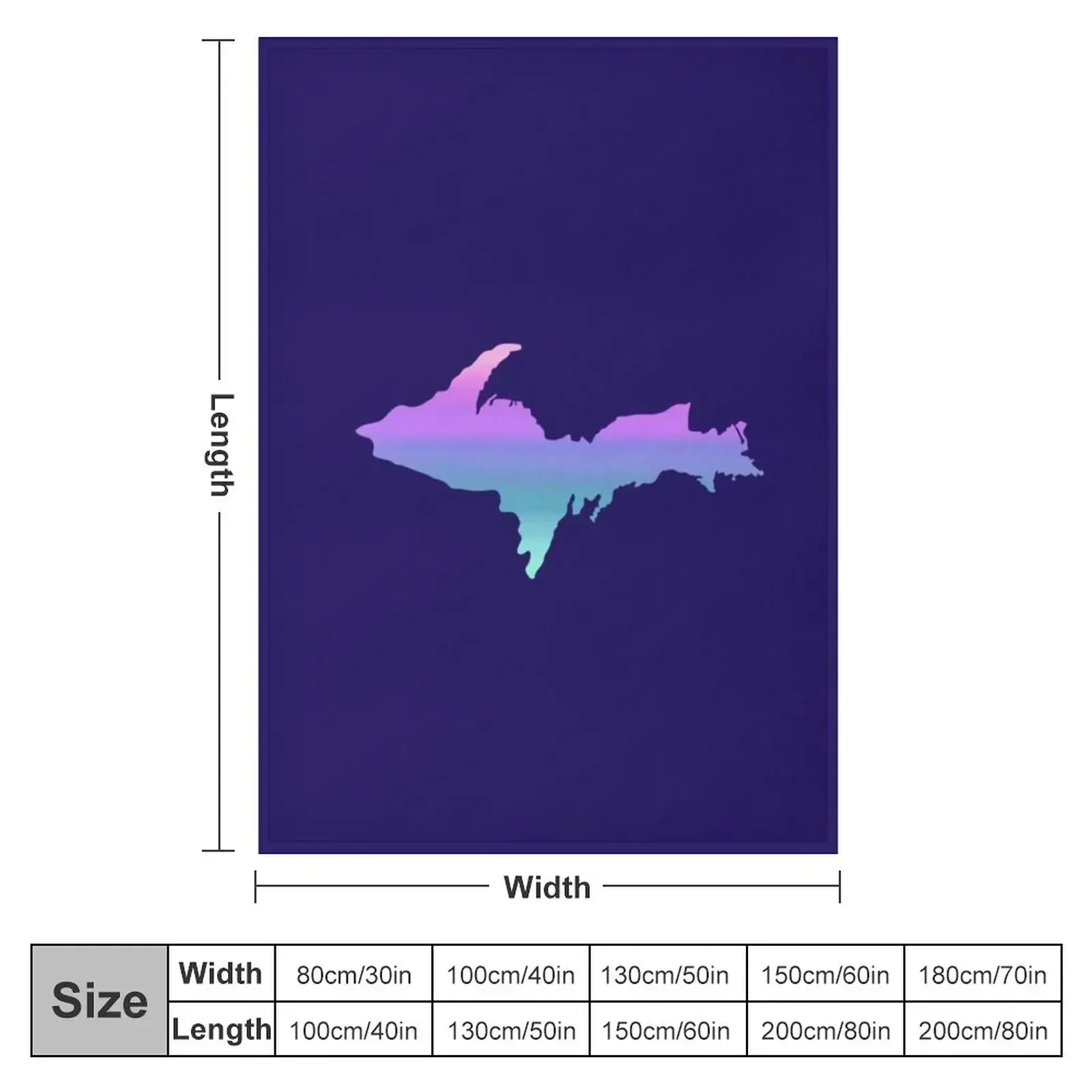 UP Upper Peninsula Blue Green Pink Purple Ombre Graphic Yooper 906 Throw Blanket Weighted Luxury St manga Blankets