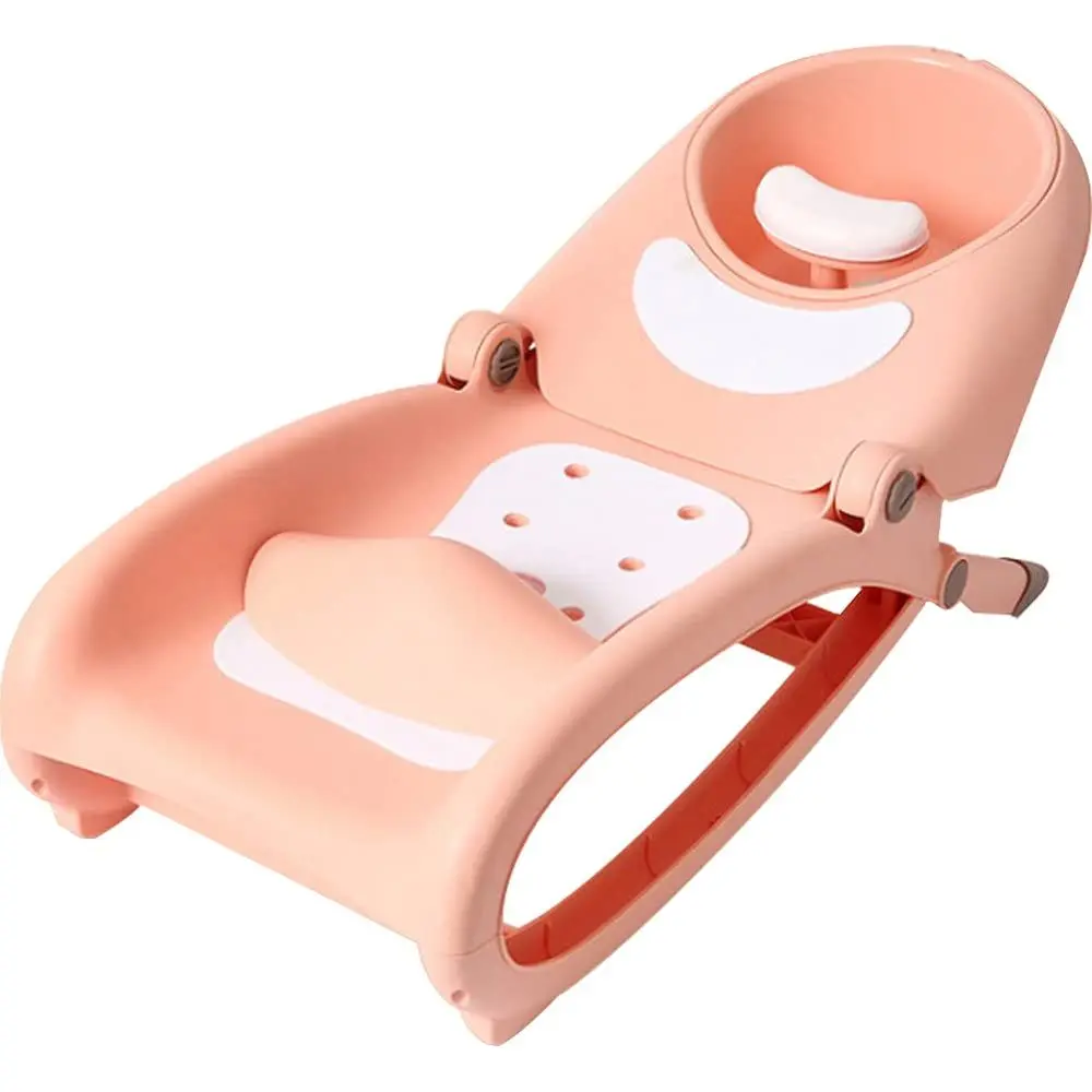 Pink Toddler Hair Washing Chair with Shampoo Basin and Cushion, Waterproof and Non-Slip