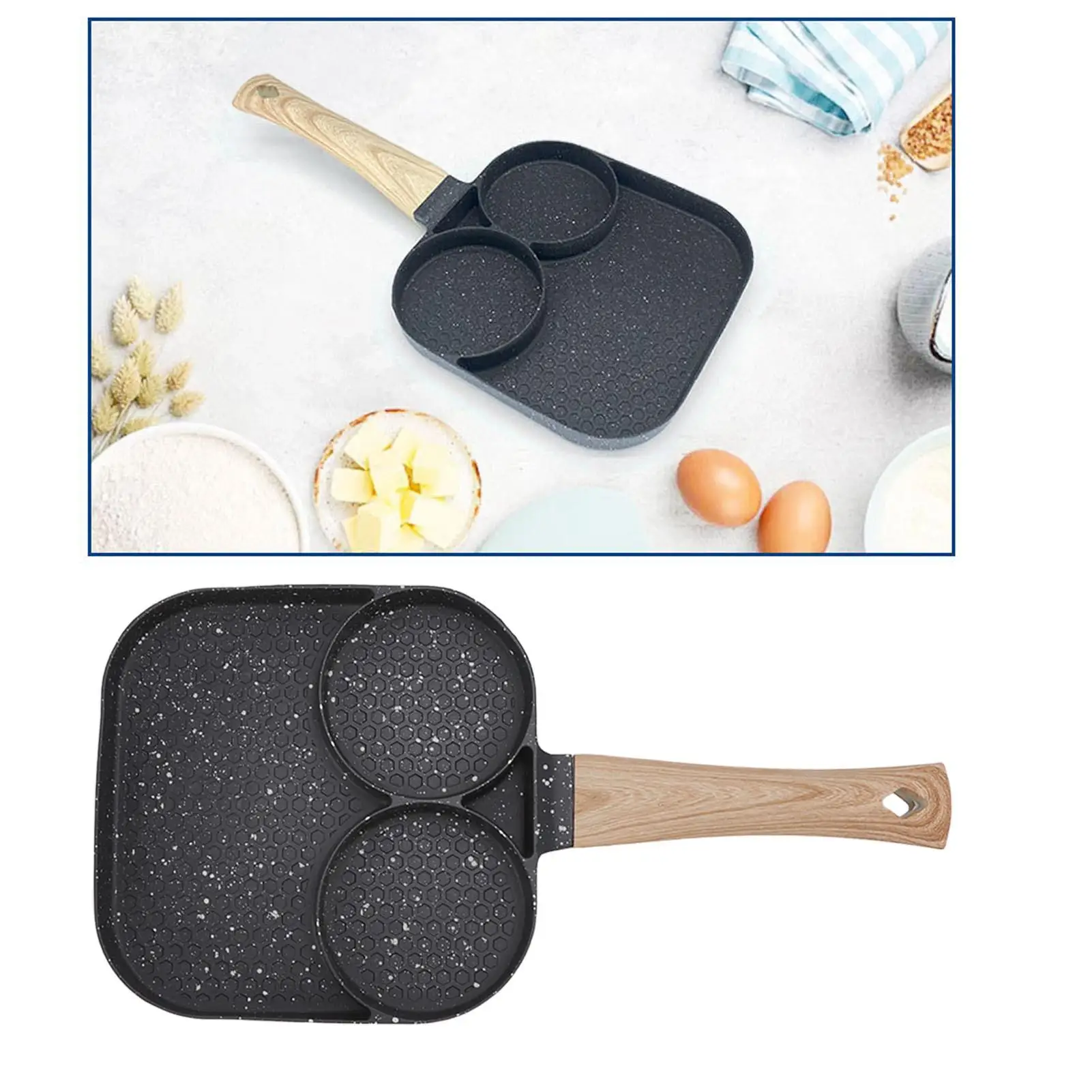 3-in-1 Non-Stick Breakfast Frying Pan – Divided Grill with Even Heating for bacon , for burgers & More – Safe Aluminium Alloy