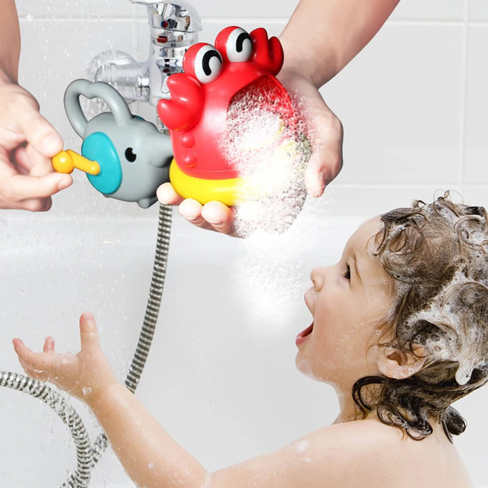 Vasca da bagno sapone macchina soffiante bolla giocattoli da bagno per bambini simpatico cartone animato squalo e granchio bagno piscina giocattoli creatore di schiuma all'aperto