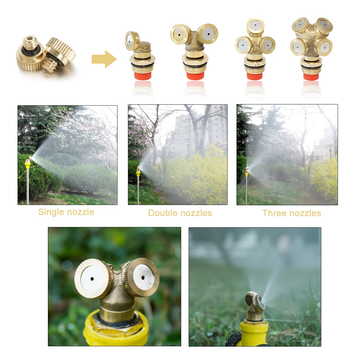 

16Pcs Low Pressure Brass Misting Nozzles Durable Anti-Rust for Cooling System Greenhouse Dust Control Excellent Mist 0.3cm