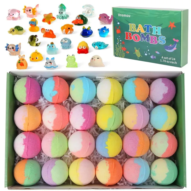 

Toy Bath Salt Ball Gift Box 50g*24 Pieces Gift Box Contains Toy Surprise Bubble Bath Balls for Boys and Girls Dropshipping