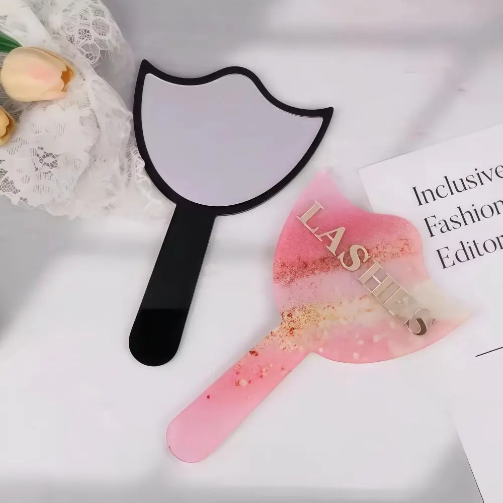 Técnico de pestañas de mano, accesorio para fotografía, PVC suave, medios sociales, espejo de belleza para pestañas, salón de pestañas, tarjetas de pestañas con espejo acrílico