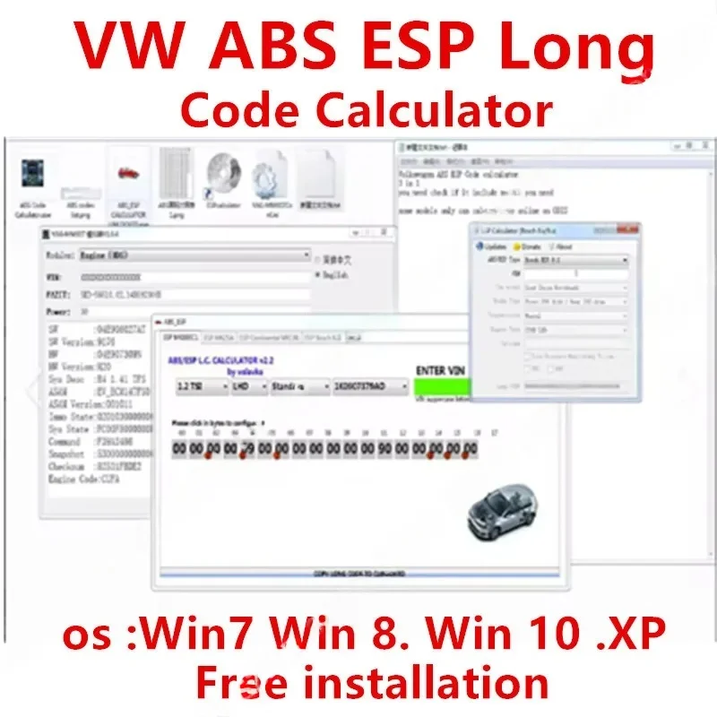 

Новейшее программное обеспечение для VW ABS ESP Long Code Calculator Helper MK60EC1 ABS ESP Программное обеспечение Long Code Calculator + неограниченное обеспечение