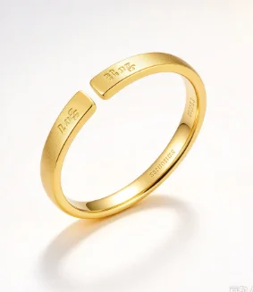 9999 gold high-purity color-retaining ancient-style peaceful and joyful open-ended bracelet, national trend retro style