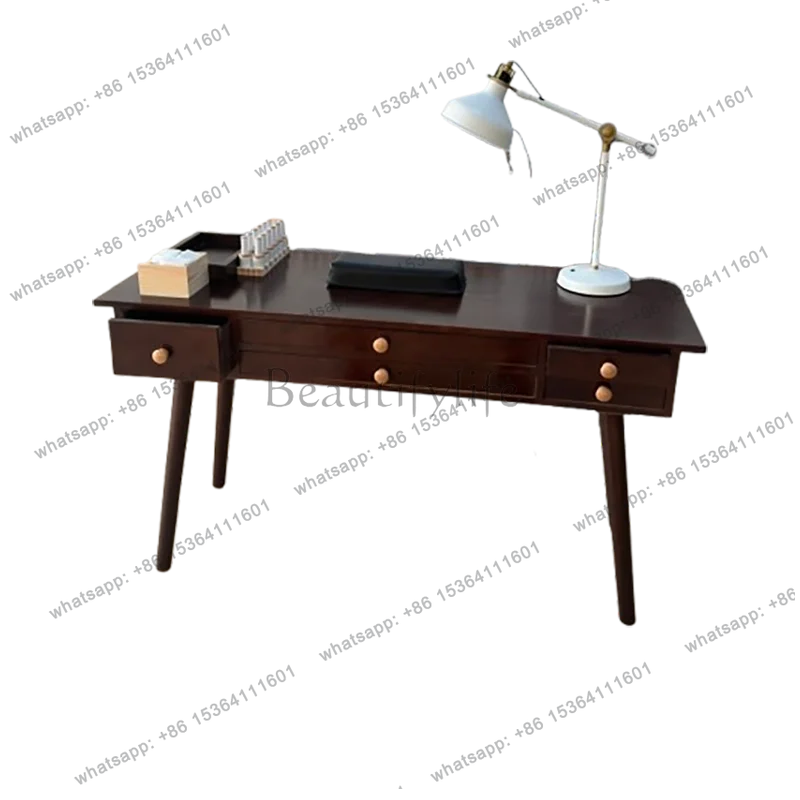 American Vintage Nail Table Small Narrow Simple Multifunctional Nail Table With Drawers Premium Mesa Uñas Manicura Furniture