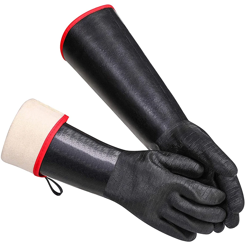 18 Inches, Heat Resistant BBQ Gloves, Long Sleeve Grill Gloves, Non-Slip Neoprene Coating, Soft Inside, Waterproof