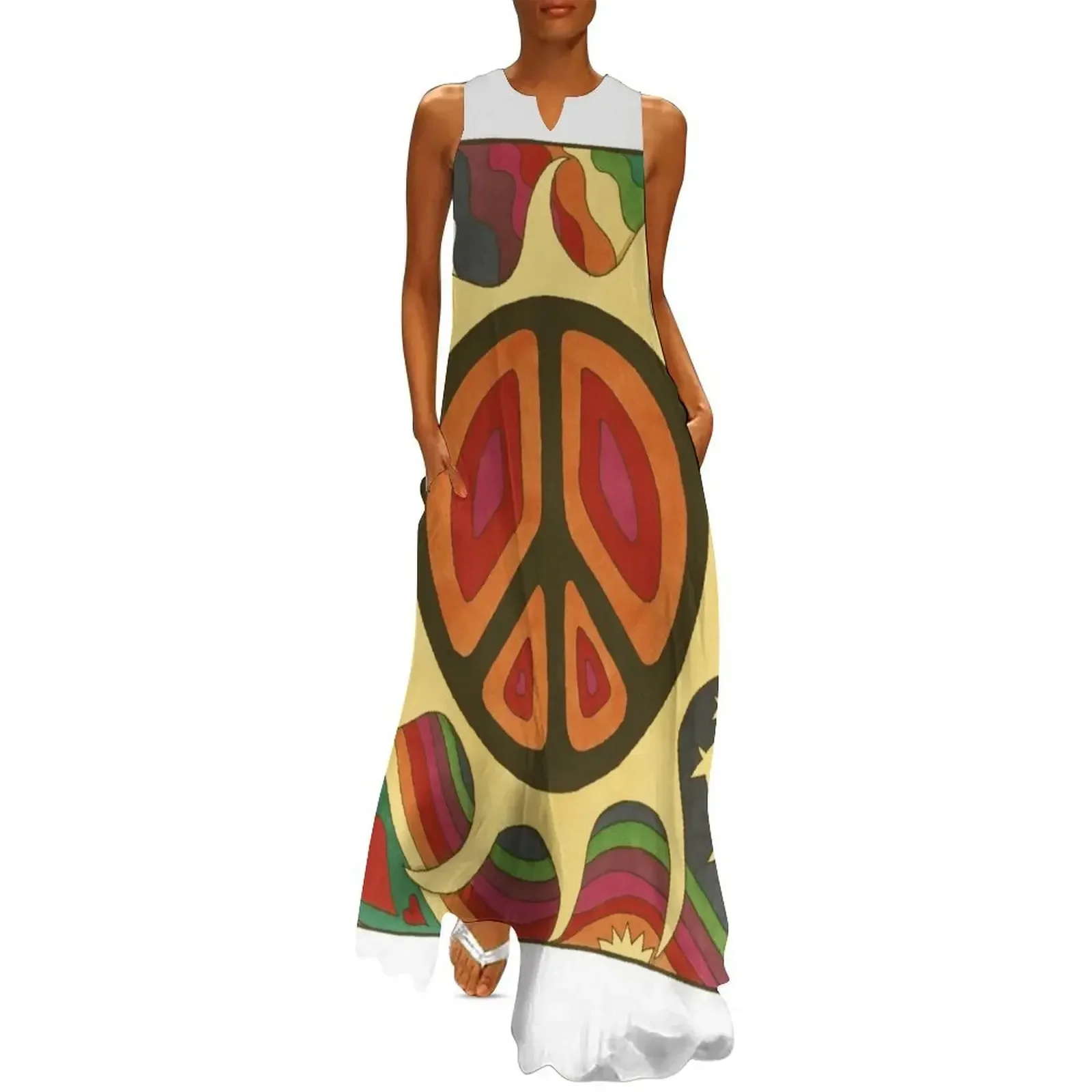 

Vintage Psychedelic Flaming Peace Long Dress Long veiled dresses dresses for womens 2025 summer dress women 2025 Dresses Dress