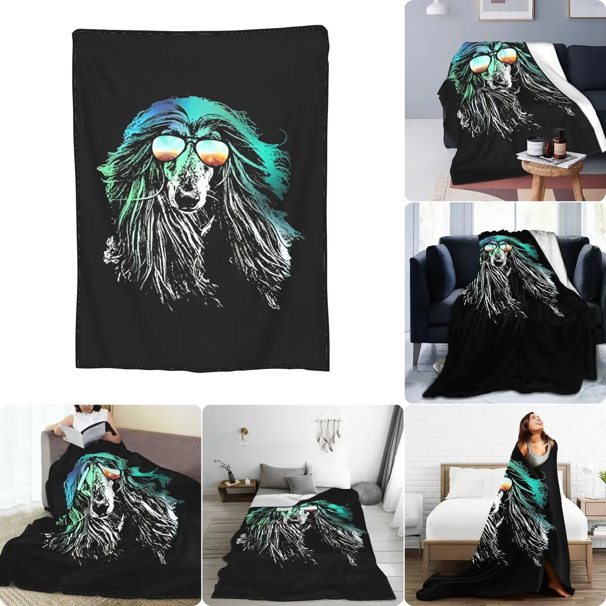 Afghan Hound Neon Dog Ultra-Soft Micro Fleece Blanket High New Style Plus Velvet Skin Friendly