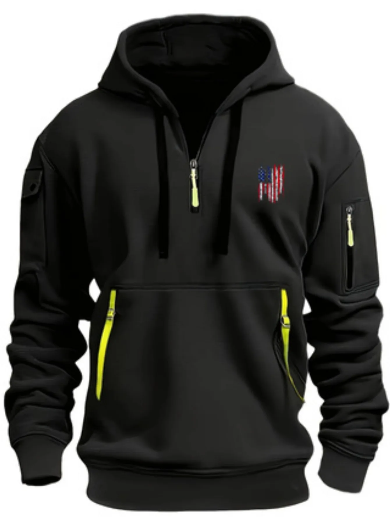 Autumn/Winter New Halloween Outdoor Multifunctional Sports Hoodie Casual Sports American Flag Logo Men's Sports Sweatshirt