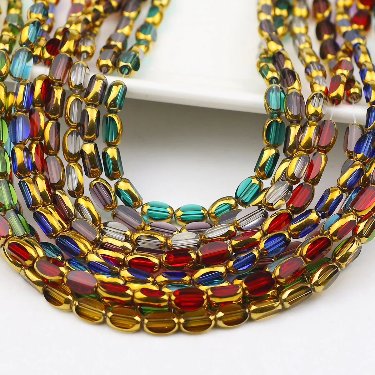 4×6mm Oval Golden Plated Cut Translucent Crystal Acrylic Loose Beads For Jewelry Making DIY Ladies Earrings Bracelet Accessories