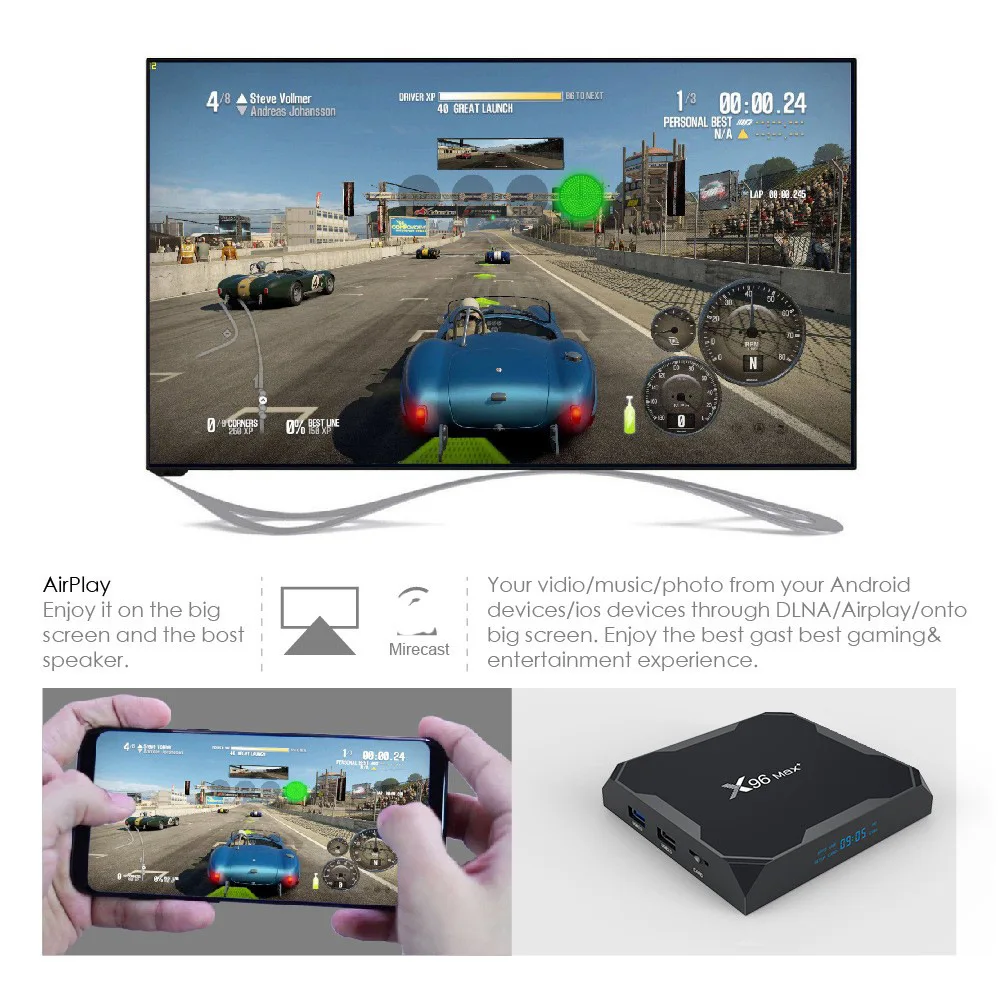 X96 Max+ Android 9.0 TV Box Amlogic S905X3 Dual Band 2.4G&5G WiFi BT4.2 1000M LAN USB3.0 Optional 4GB+64GB Smart Media Player