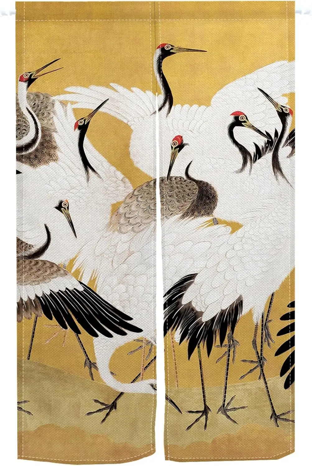 Japanese Doorway Curtain Japanese Style Cranes Printed Window Treatment Door Tapestry Privacy Partition Divider Panel for Home