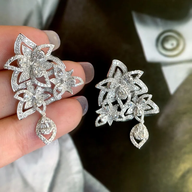 Natural diamond 1.5Carat 18K White Gold Diamond Earrings Luxury Wedding Party Fine Jewelry Birthday Gift